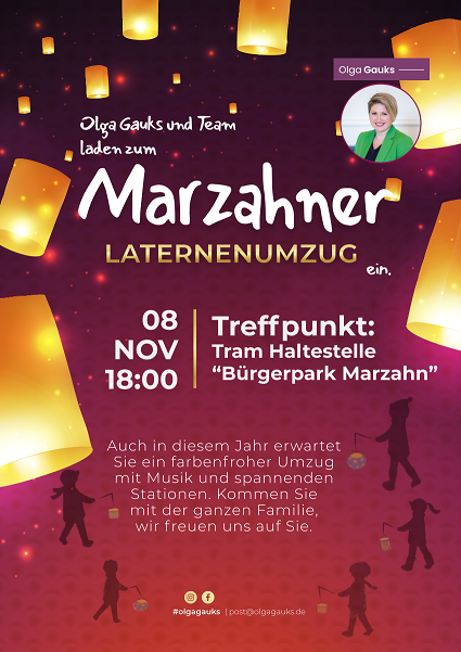 Laternenumzug durch Marzahn-Mitte für Jung und Alt am 08.11.2024 ab 18:00 Uhr